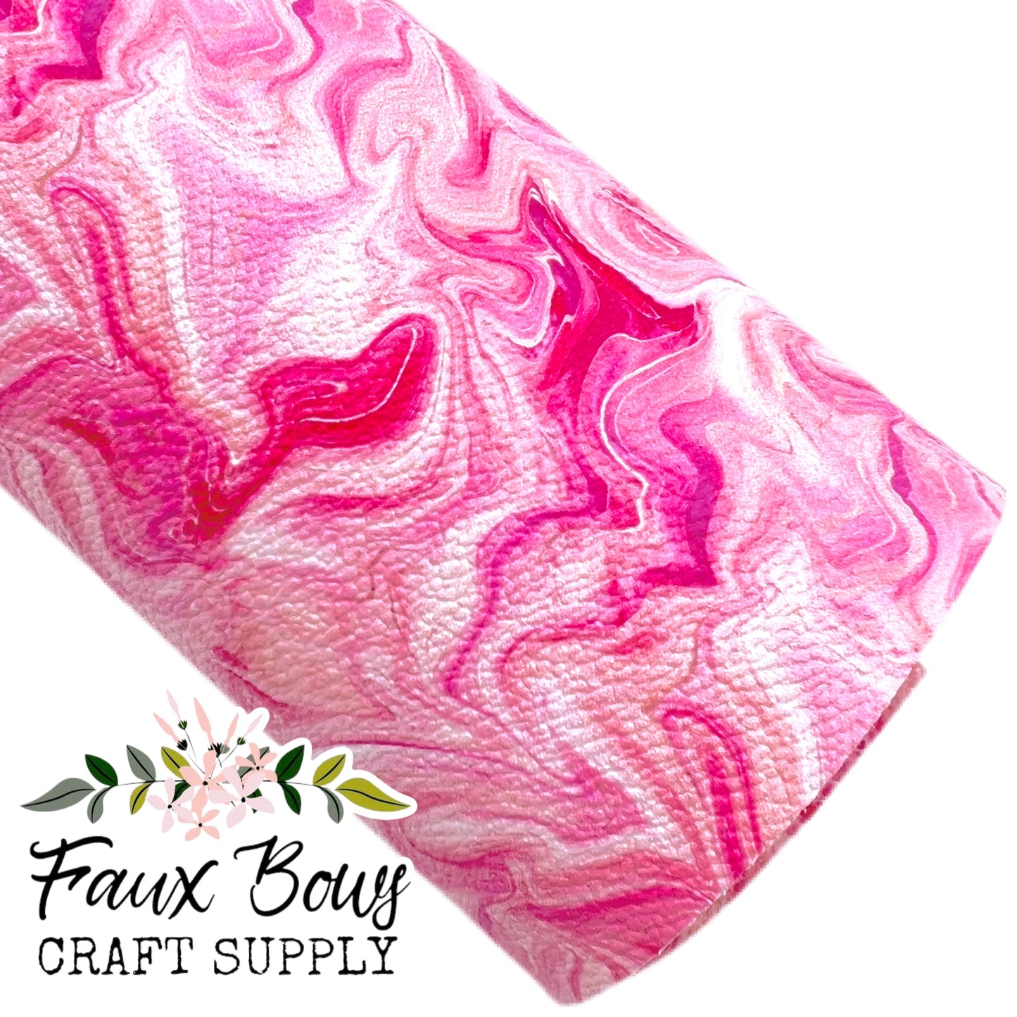 Marbled Pink Printed RAISED Pebbled Faux Leather