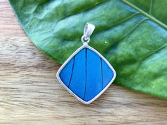 Diamond Style Butterfly Wing Pendant in Blue