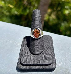 Handsome Baltic Amber Silver Ring
