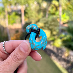 Turquoise and Gold Composite Maui Fish Hook