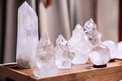 Crystals on a bedside table