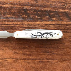 Scrimshaw letter opener with gecko engraved