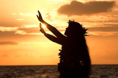 Hawaiian Hula Dancer at Sunset
