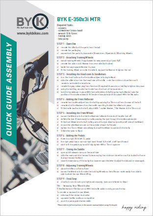 ByK Bikes E-350x3i MTR Assembly Instructions PDF