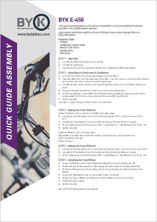 ByK Bikes E-450 Assembly Instructions PDF