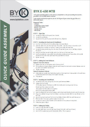 ByK Bikes E-450 MTB Assembly Instructions PDF