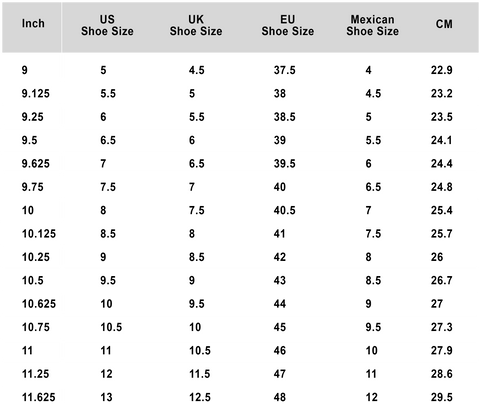 colombian shoe size conversion