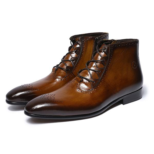 mens leather lace up dress boots