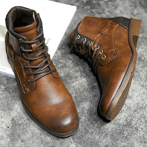 leather ankle boots with laces