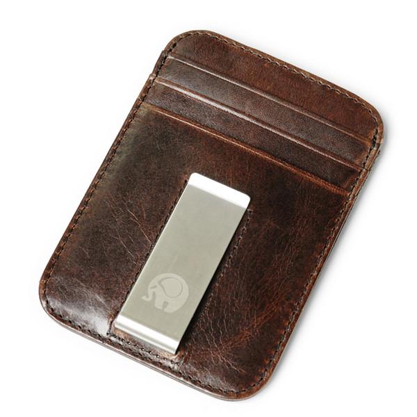 mens leather card case with money clip