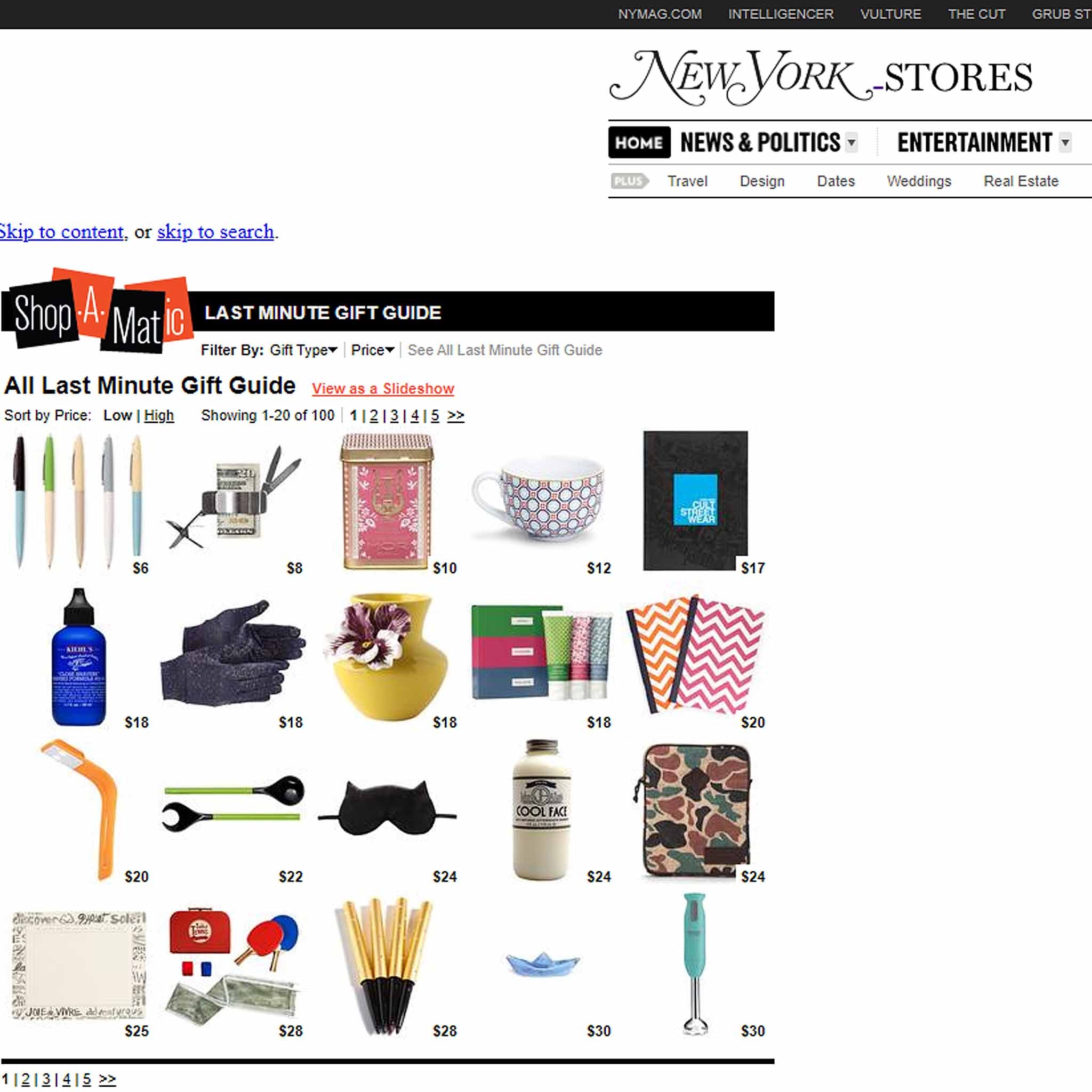 New York Magazine, "Shop-a-Matic: Last-Minute Gift Guide," ASA-Selection's Colour-It Salad Servers & Kevin Wilcoxson Two-Mug Set, December 2012.