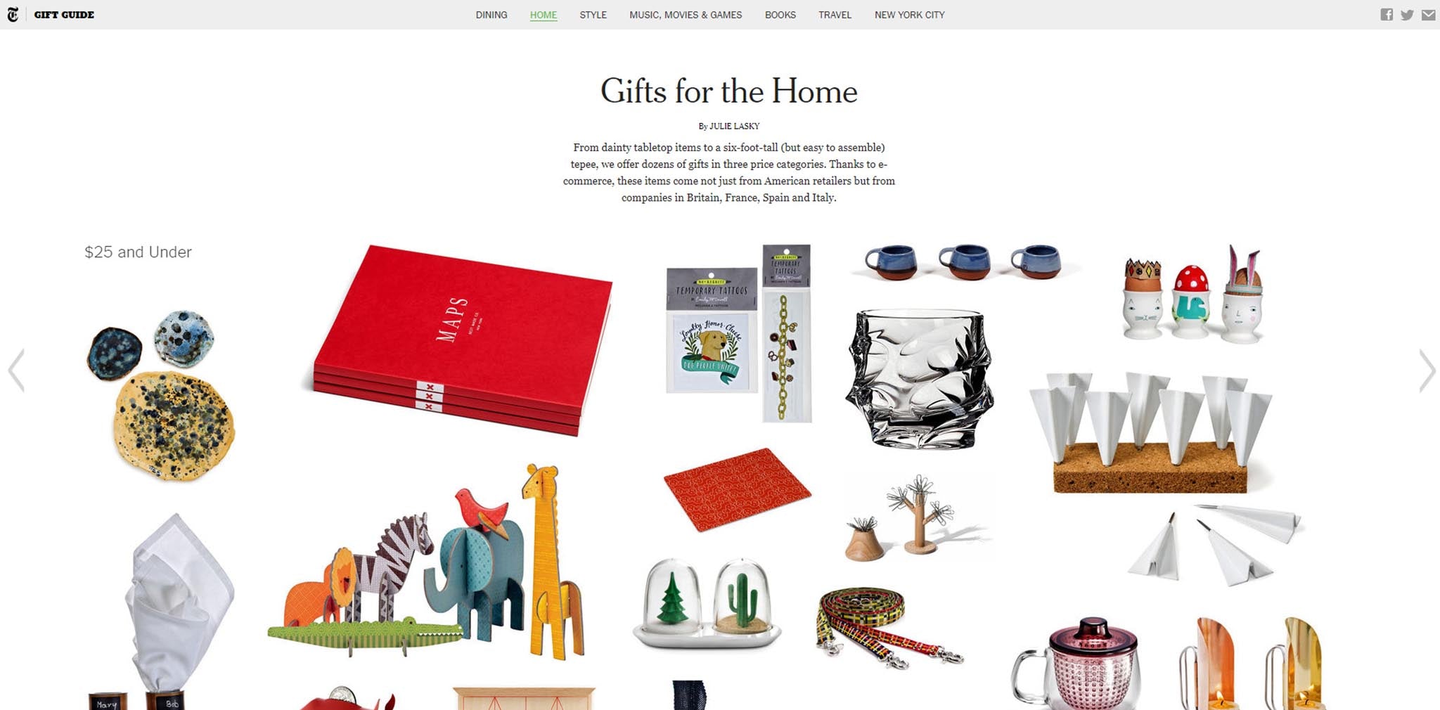 2013 New York Times Holiday Gift Guide. Gifts for the Home by Julie Lasky.