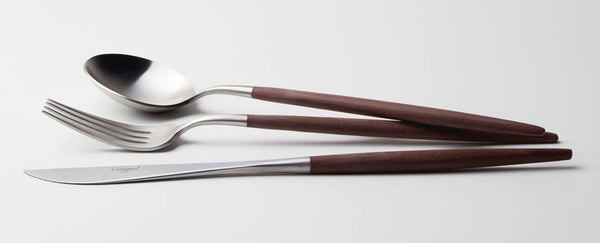 CUTIPOL GOA BROWN MATTE BRUSHED CUTLERY WITH RESIN HANDLE.