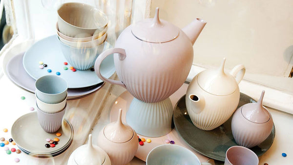 Alice teapots and bowls are unglazed and polished (biscuit) on the outside, all inner surfaces, tops and handles are glazed transparent. all pieces are absolutely suitable for everyday use, safe for food, beverages and the dishwasher, too.