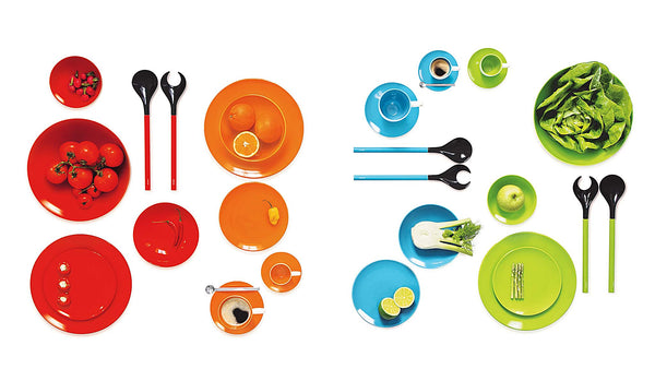 ASA Selection Colour It porcelain dinnerware collection in red, orange, turquoise and green.