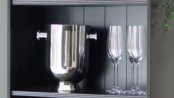 TROMBONE CHAMPAGNE BUCKET - SKU NM00047. Luxury stainless steel champagne bucket that is guaranteed to catch the eye in any home.