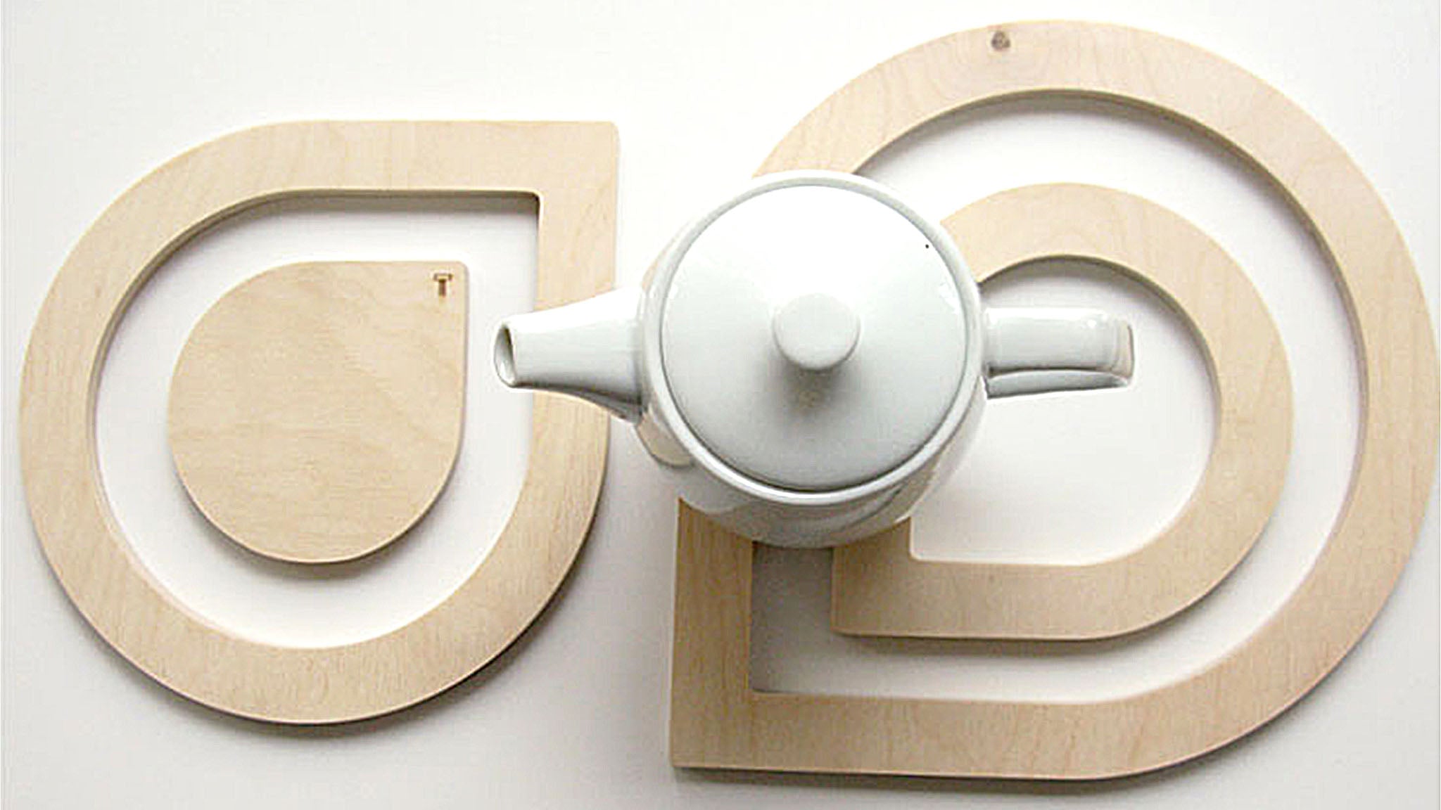 TOMA Objects Waterdrops wood trivet set by Anne Thomas