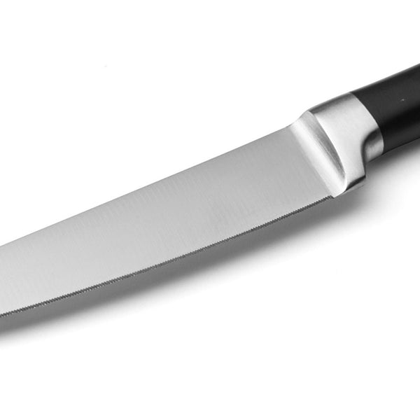 Corin Mellor's 'Black Handle' stainless steel kitchen knife handle incorporates an internal back weight, giving an excellent balance and grip.