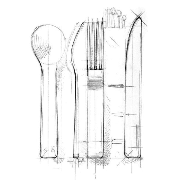 David Mellor sketch for Minimal Stainless Steel cutlery