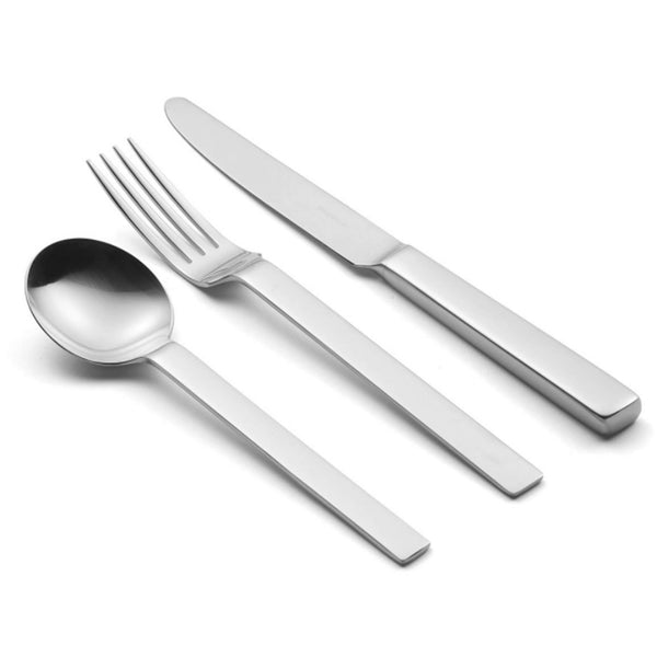 Odeon stainless steel soup spoon, table fork and table knife.
