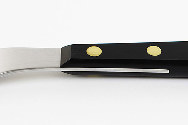 Provençal Black: The rounded knife blades are made from high carbon stainless steel for a superior cutting edge. Handles are acetal resin with brass rivets.