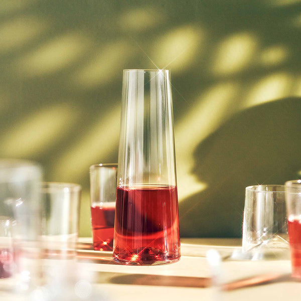 Monti-Sonno Set by Daniele 'Danne' Semeraro for Sempli. The Sempli Monti-Sonno bedside carafe is designer Daniele Semeraro’s homage to the classicism of glassblowing heritage while refining this object into a minimal sculpture that could be used in the bedroom or dining room for wine as well.