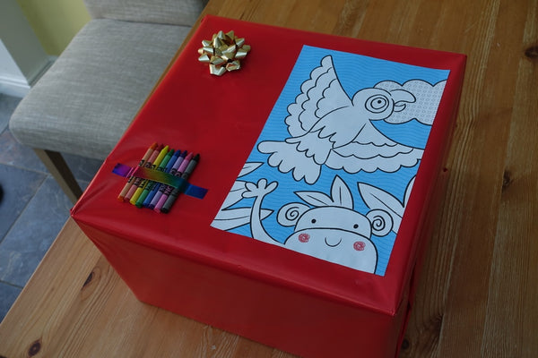 Baby gift wrap with crayons