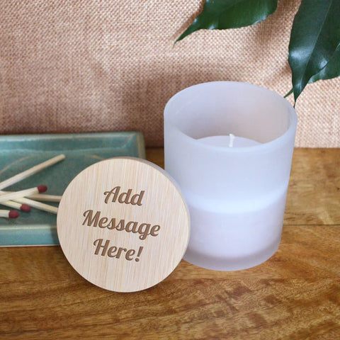 Personalised Candle with Engraved Bamboo Lid 
