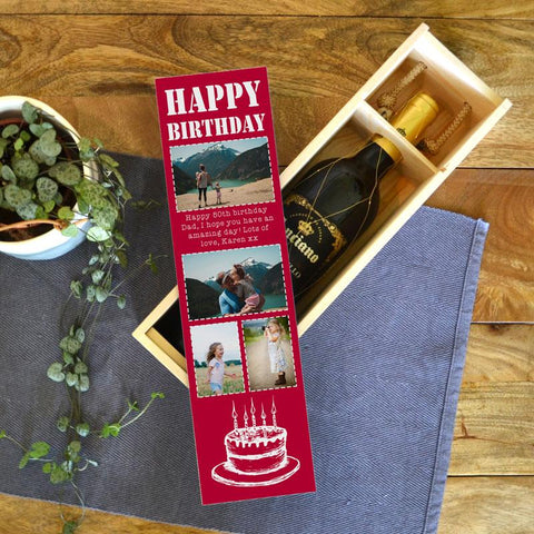 Personalised wine box with photo and message