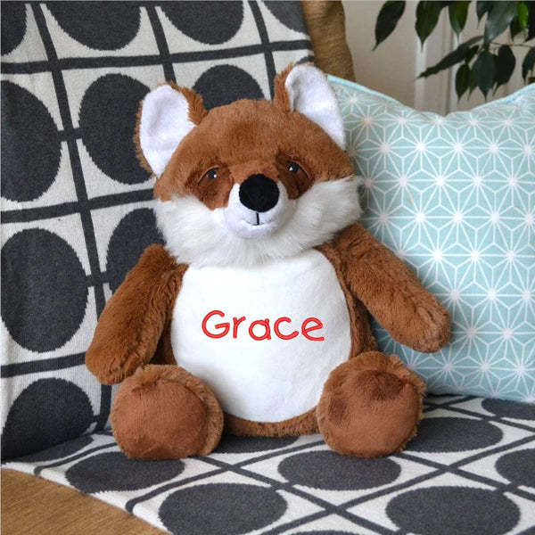 Personalised embroidered fox teddy bear