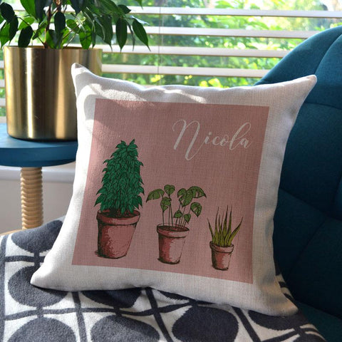 Personalised plant print cushion
