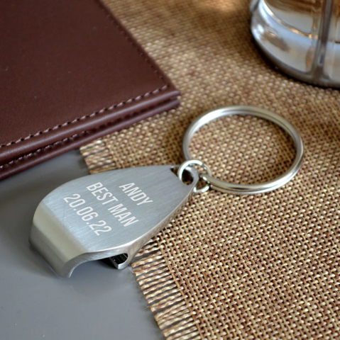 Personalised engraved bottle opener keyring