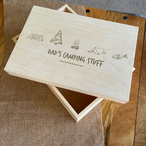 Camping storage box personalised