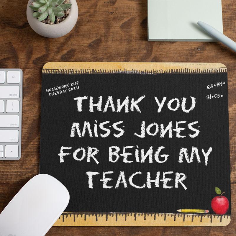 Personalised Chalkboard Thank You Teacher Mouse Mat Always Personal