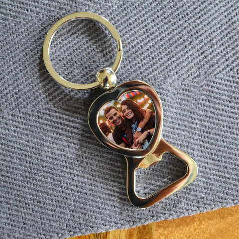 Personalised metal heart bottle opener keyring