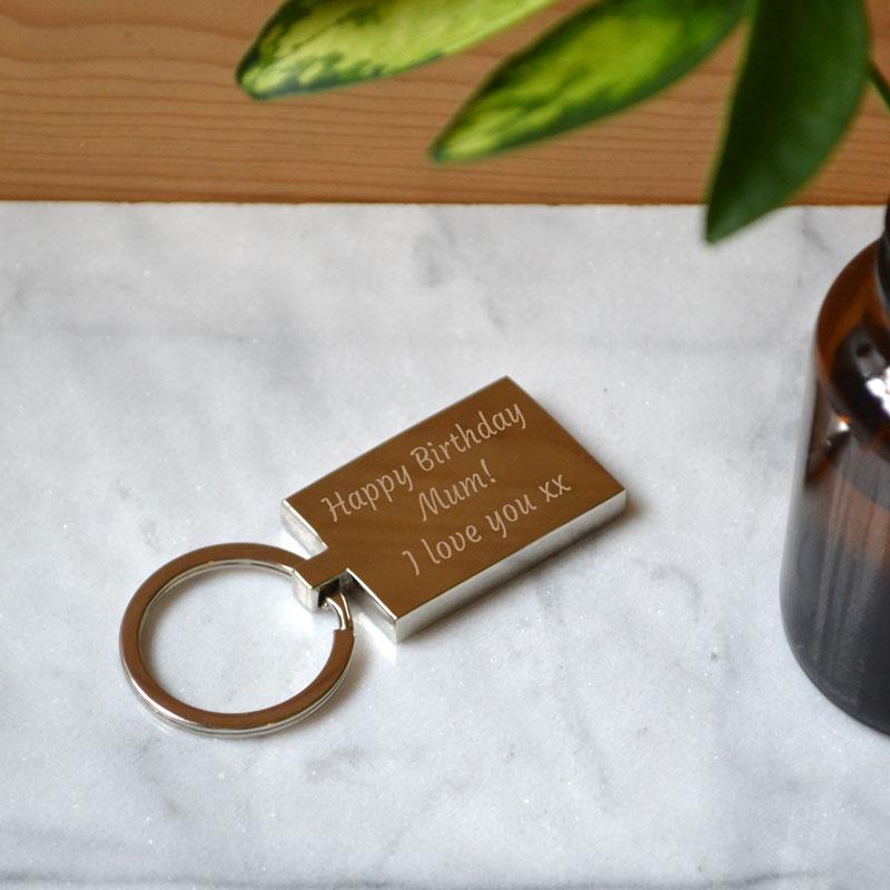 Personalised Engraved Metal Keyring Rectangle Any Message