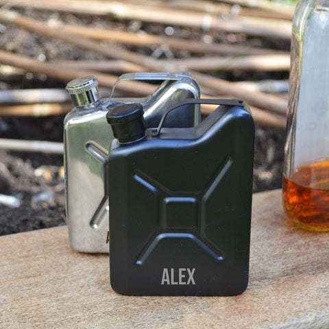 Jerry can personalised hip flask