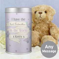 personalised teddy in a tin