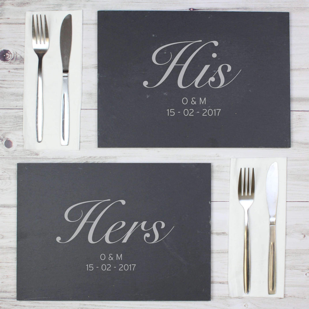 Personalised His And Hers Slate Placemat Set Always Personal