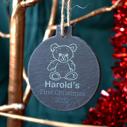 personalised slate bauble