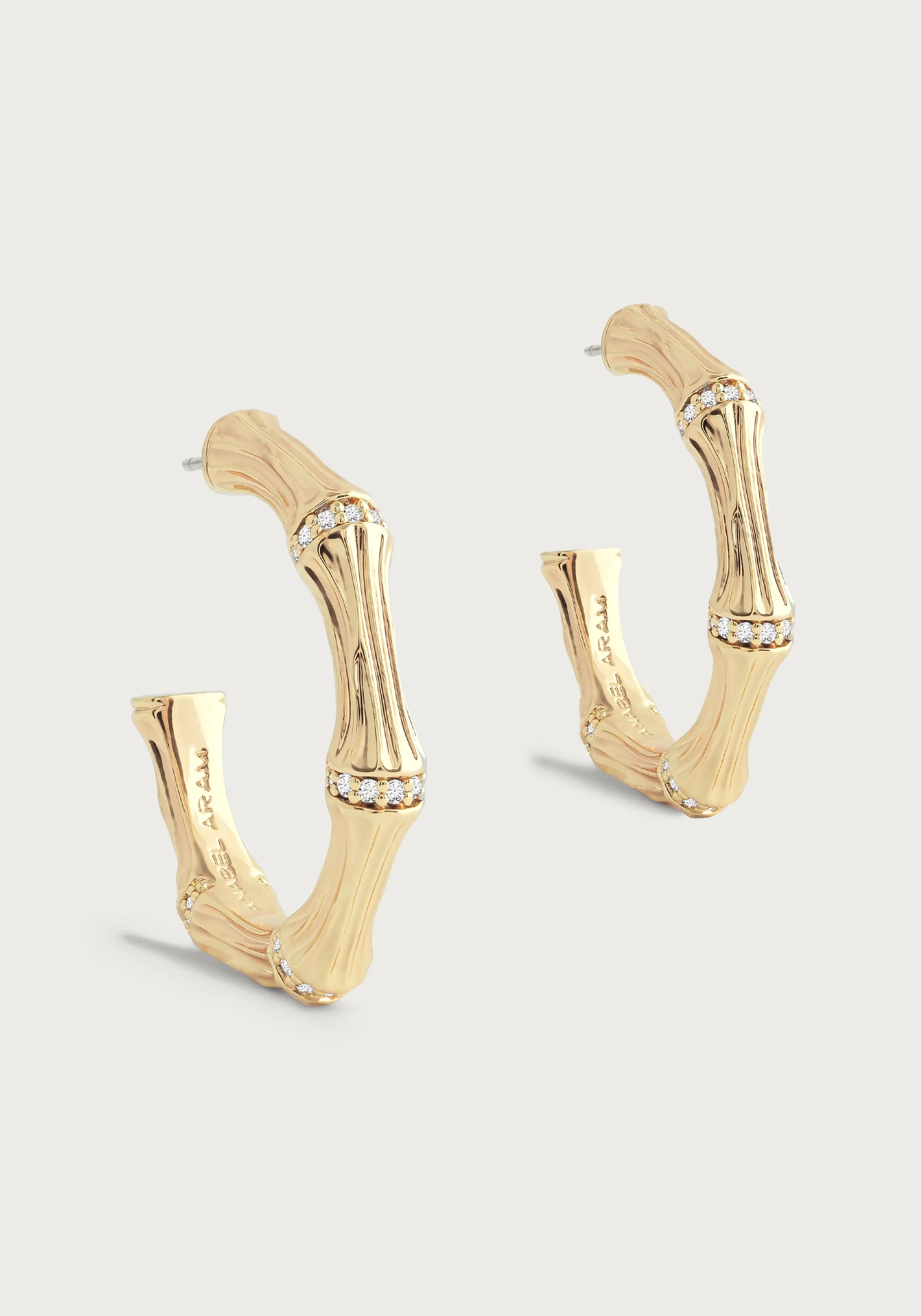Anabel Aram Medium Bamboo Gold Hoop Earrings