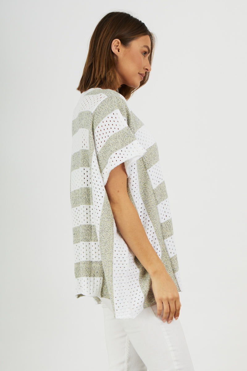 Zaket & Plover Pointelle Detail Poncho,White – Charles Mayer