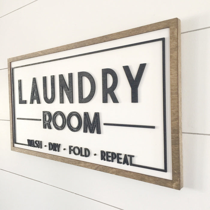 wood laundry signs