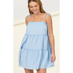 Tiered Baby Doll Dress in Sky Blue