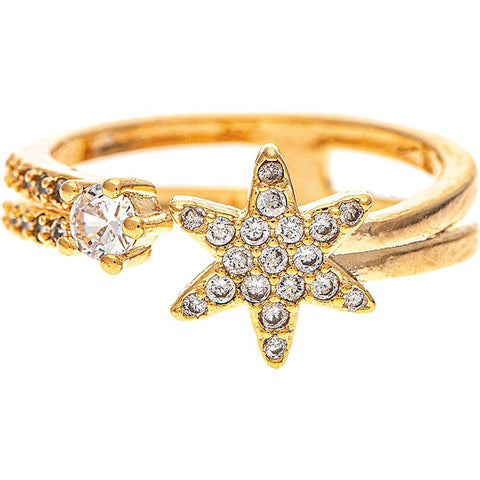 Gold Tone Open Star Adjustable Ring