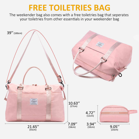 LOVEVOOK 2 Pcs Multifunction Weekender Bag, with Toiletry Bag – Lovevook