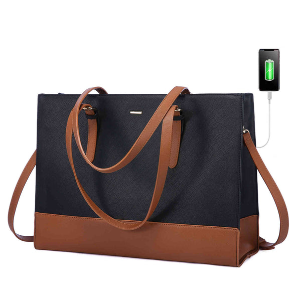 Laptop Bag for Women Waterproof Lightweight 15.6 inch Leather Laptop Tote Bag Large Women Briefcase Professional Business Office Computer Work Bags