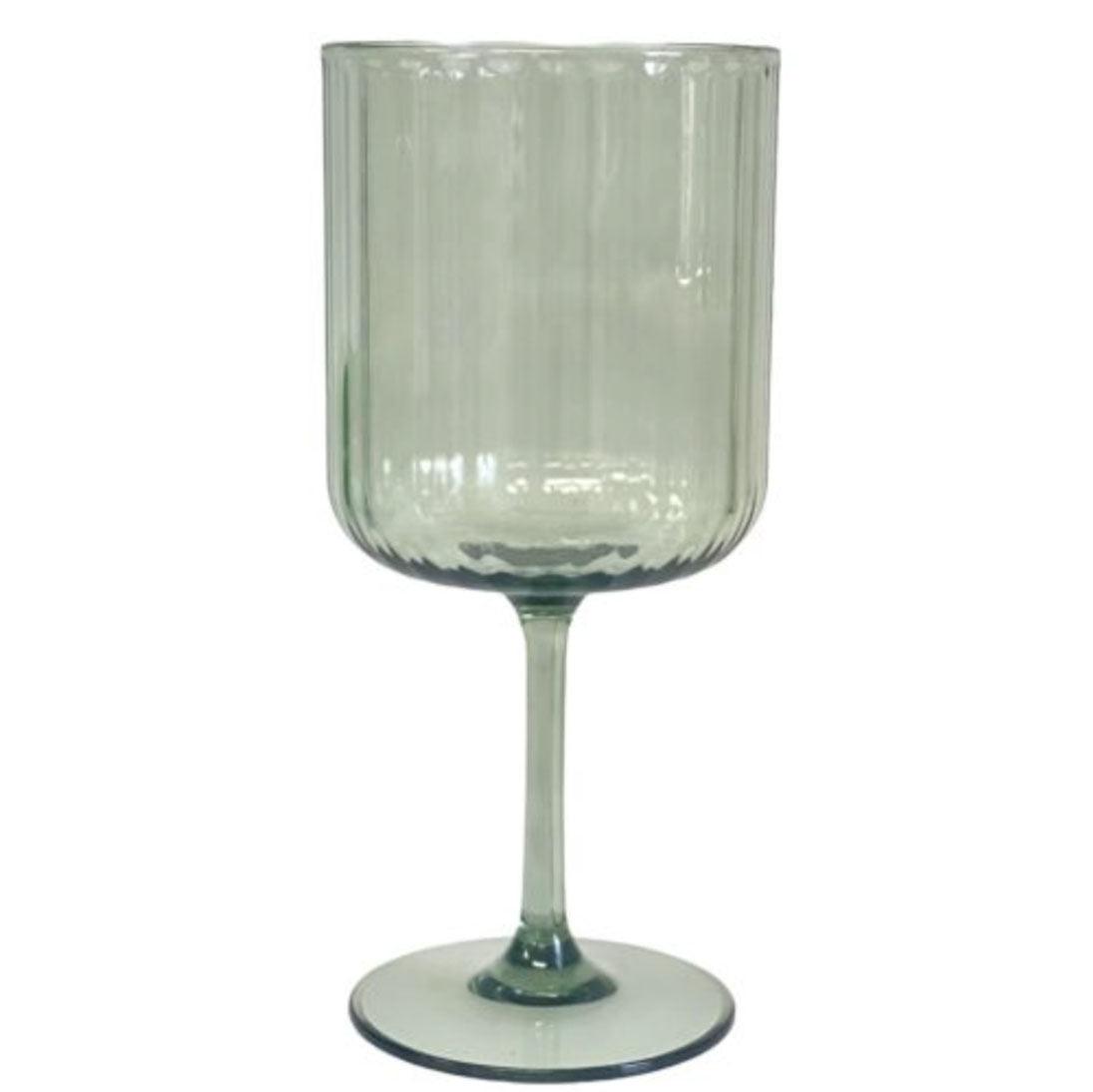 Acrylic Wine Glass Ribbed | Green