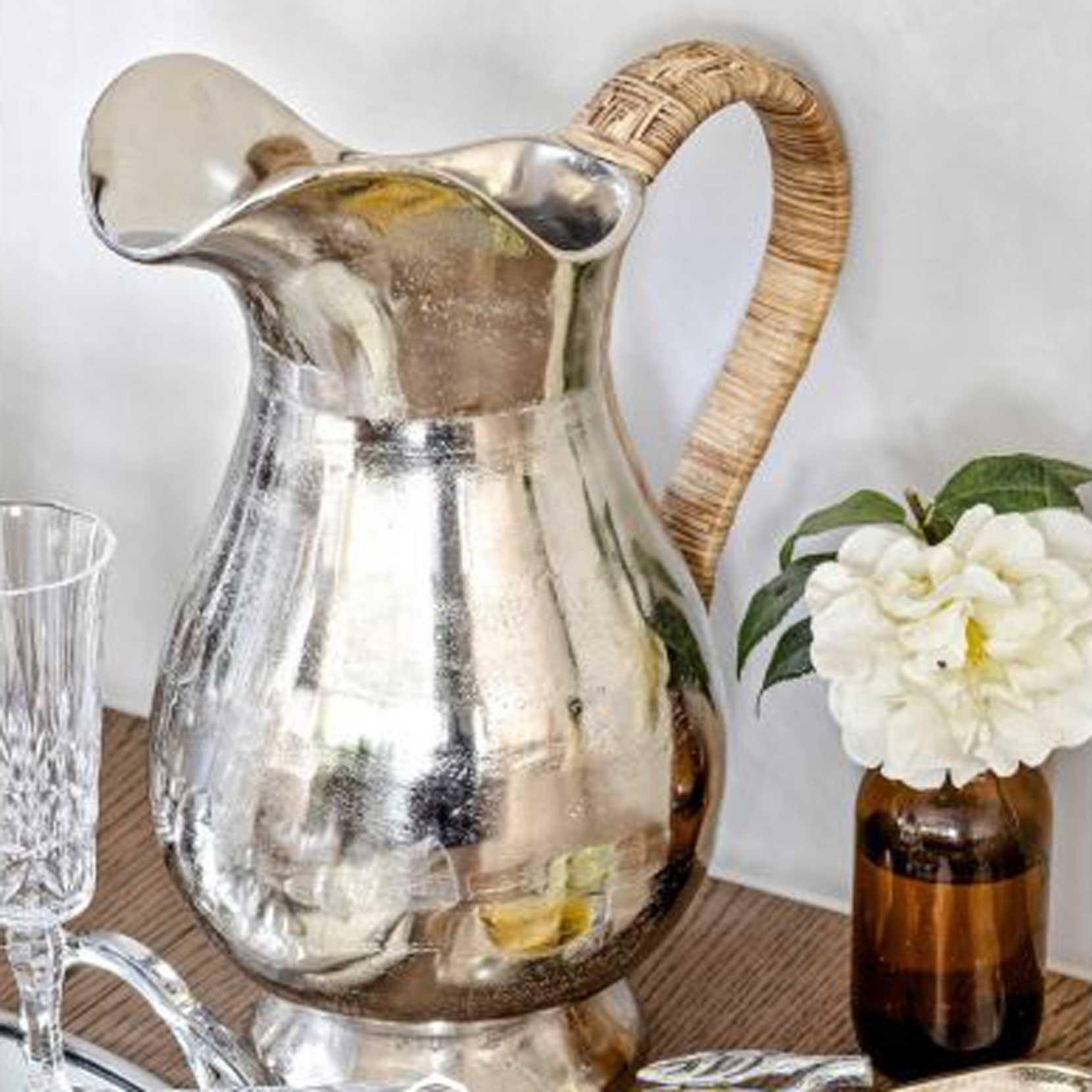 Aluminium Water Jug with Rattan Handles