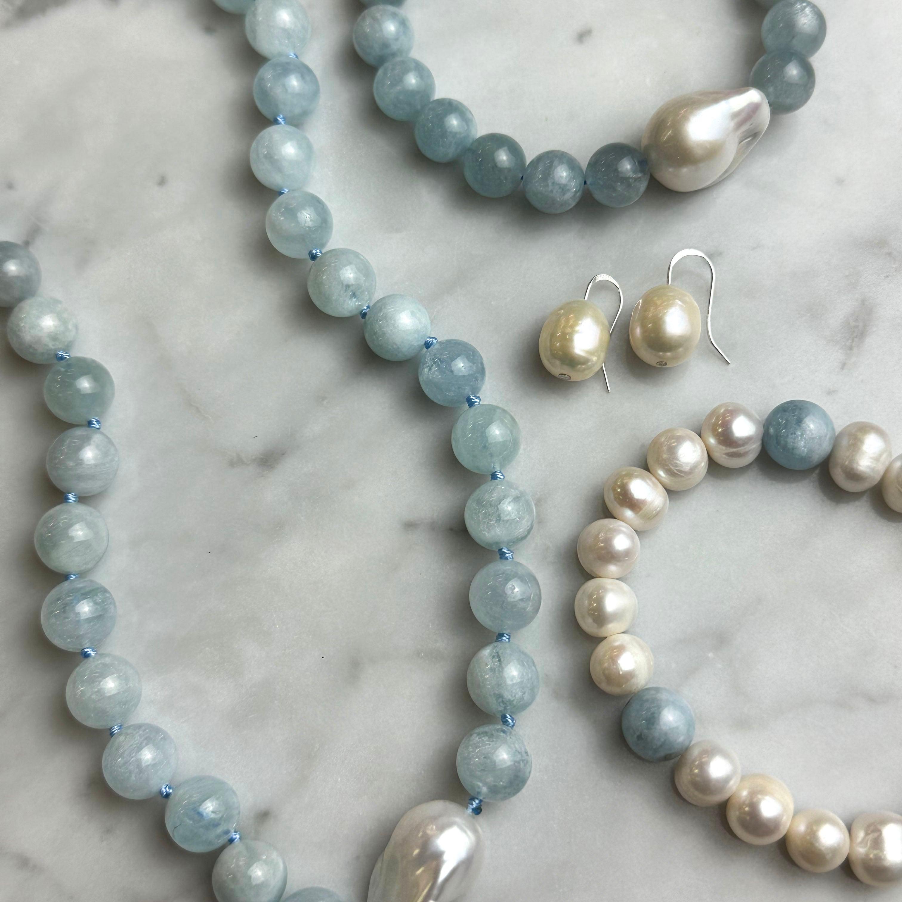 Aquamarine  Baroque Pearl Bracelet